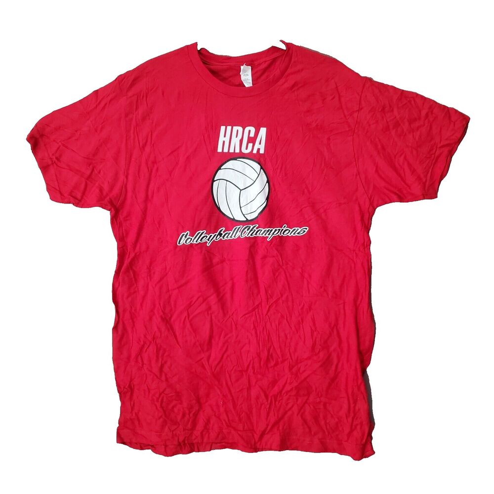 HRCA Volleyball Champions T-Shirt Men’s Large Red Cotton Short Sleeve Crew Neck